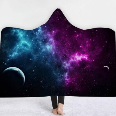 Fantastic 3D Cosmic Galaxy View Wearable Hooded Blanket