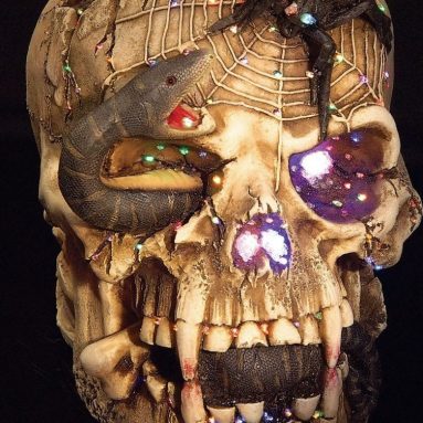 Fiber Optic Snake Eyed Skull Halloween Prop