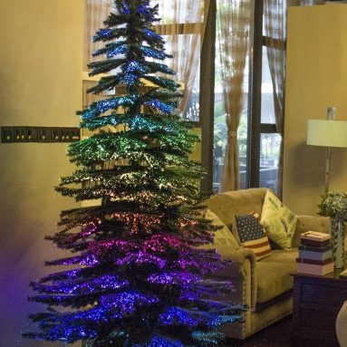 Fiber Optical Spruce Hinged Artificial Christmas Tree with 105 Colorful LED Lights