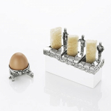 Pewter Humpy Egg Cup and Soldier Toast Rack Set