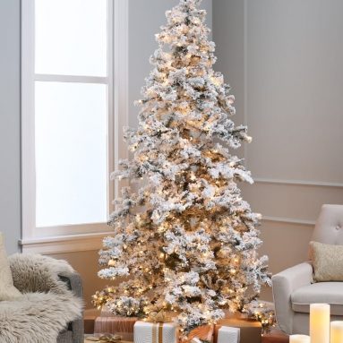 Flocked Tree Heavy Layered Spruce Artificial Christmas Tree Color