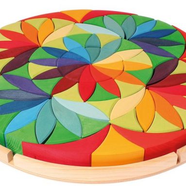 Flower Mandala Wooden Creative Puzzle of 100 Blocks with Storage Tray