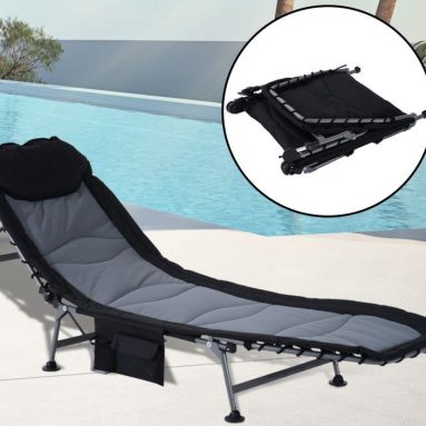 Folding Recliner Lounge Chair w/ Side Storage