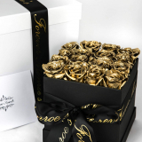Forever Monroe’s Metallic Gold Preserved Box of Roses