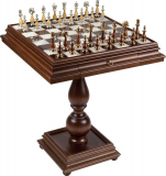 Francesca Luxury 24K Gold/Silver Plated Chessmen & Monticello Table