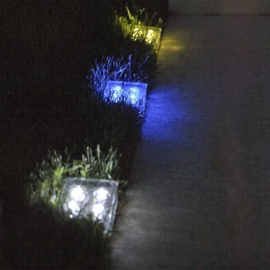 Frosted Glass Solar Brick Paver Light with 4 LEDs