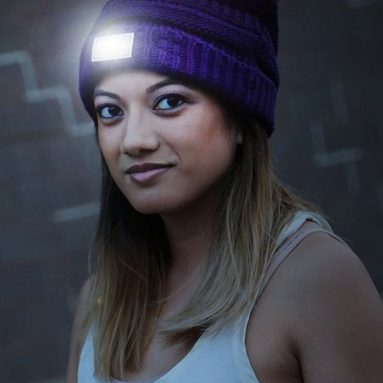 Funky Junque’s C.C Solid Ribbed Day/Night Reversible LED Flash Light Beanie Hat