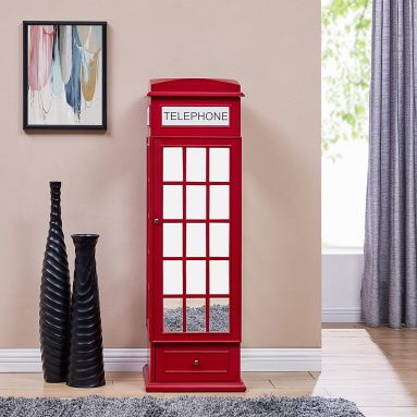 Furniture HotSpot Red Armoire Floor Jewelry Chest Phone Booth Cabinet