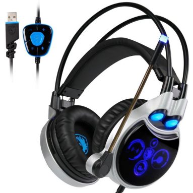 Gaming Headphones Virtual 7.1 Channel Surround Sound USB Wired Headset LED lights