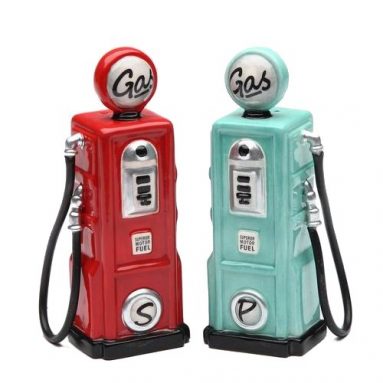 Gas Pumps Ceramic Salt Pepper Shaker Set