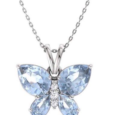 Gemstone and Diamond Butterfly Necklace