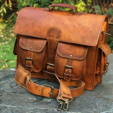 Genuine Real Leather Messenger Bag for Laptop Briefcase Satchel