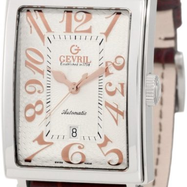 Gevril Men’s Rose-Gold Brown Leather Watch