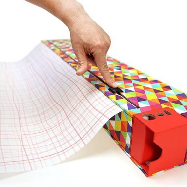 Gift Wrap Dispenser and Storage Box with Slide Cutter and 2 Rolls of GiftWrap – Triangle