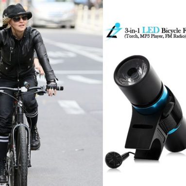 3-in-1 LED Bicycle Flashlight (Torch, MP3 Player, FM Radio)