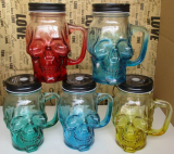Glass Skull Face Drinking Mug