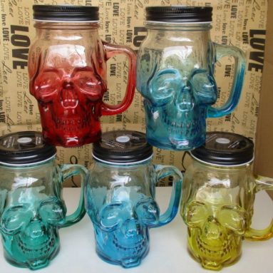 Glass Skull Face Drinking Mug