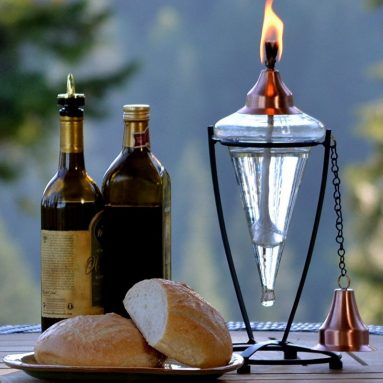 Glass Torch Patio Table Top with Copper Top