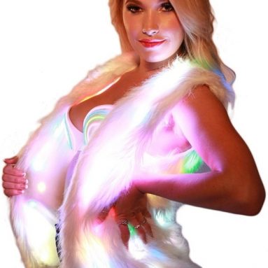 Glow Fur Rainbow LED Vest