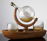 Godinger Whiskey Decanter Ship Globe Set