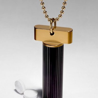 Gold Keychain Pill Fob  Necklace