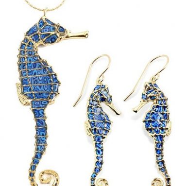 Gold Plated Sterling Silver Seahorse Jewelry Set