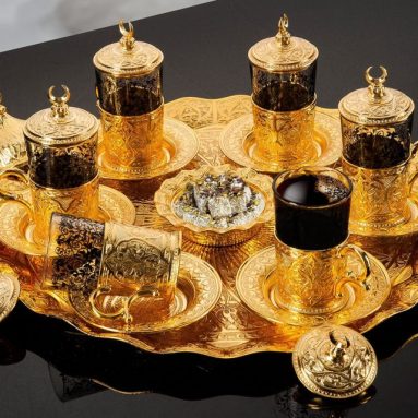 Gold Plated Turkish Tea Set