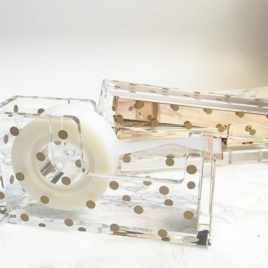 Gold Polka Dot Acrylic Tape Dispenser