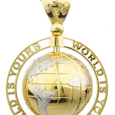 Gold ‘World Is Yours’ Rotating Globe Pendant