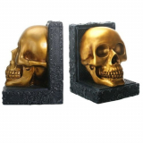 Golden Skull Bookends Set
