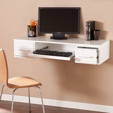 Goldnail White Wood Wall Mount Desk
