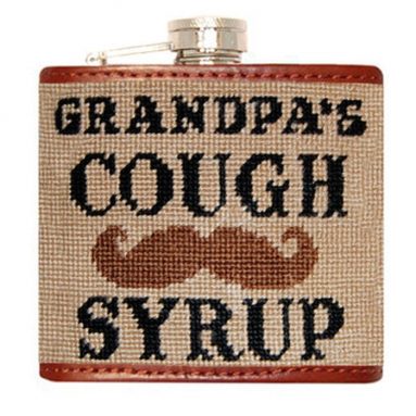 Grandpa’s Cough Syrup Needlepoint Flask