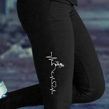 Grateful Dead Dancing Skeleton Heartbeat Yoga Fitness Stretch Leggings