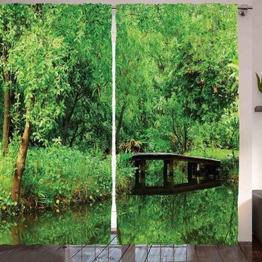 Green Curtains Spring Decor