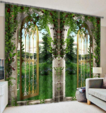 Green Natural Scenery View Print 3D Blackout Curtain