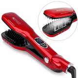 Hair Straightener Brush with Steam flat iron Brush Ceramic 3D bristles Double Plate Straightener Comb