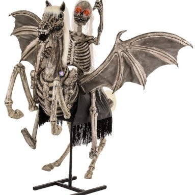 Halloween Haunters Life-Size Animated Standing Scary Skeleton Pegasus Horse