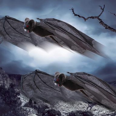 Halloween Haunters Set of 2 Hanging 30″ Wing Span Flying Vampire Bats Prop Decoration
