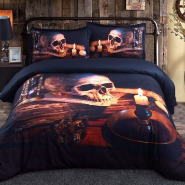 Halloween Skull with Candle 3d Bedding Set