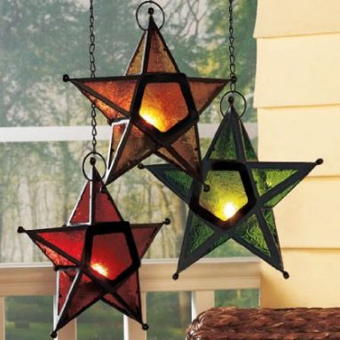 Hanging Glass Star Candle Holder