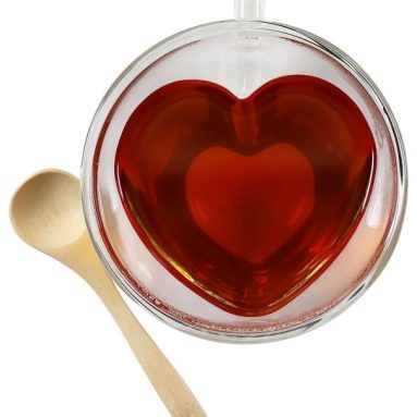 Heart Shaped Double Wall Insulated Glass Tea Cup Set