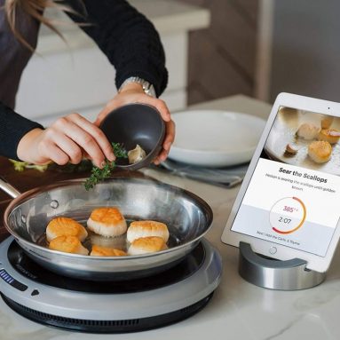 Hestan Cue Smart Cooking System Countertop Induction Burner Cooktop + 11″ Smart Fry Pan – 2-Piece Smart