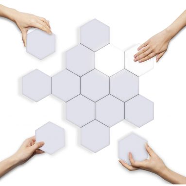 Hexagonal LED Wall Tile Lights with Touch Sensitive Honeycomb Magnetic Connection