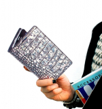 Hologram Croco Pattern Genuine Leather Case Wallet for Samsung Galaxy S5