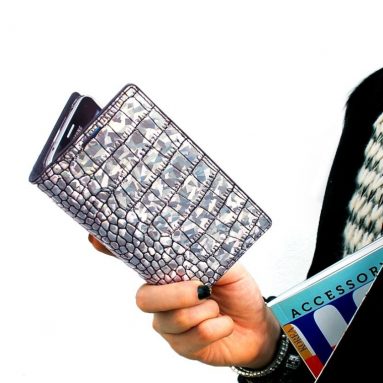 Hologram Croco Pattern Genuine Leather Case Wallet for Samsung Galaxy S5