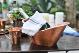 Home Luxe Hammered Copper Bath Tub Ice Bucket Scoop Set