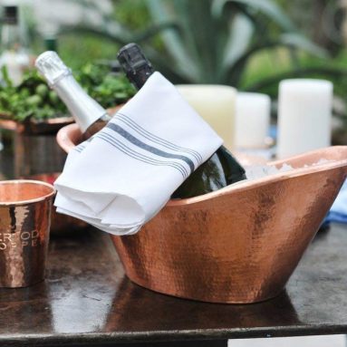Home Luxe Hammered Copper Bath Tub Ice Bucket Scoop Set