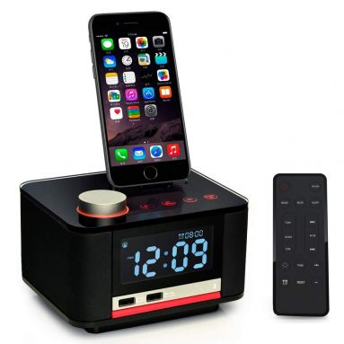Homtime Docking Station Speaker with Alarm Clock Radio Bluetooth
