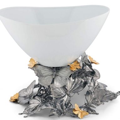 House Pewter Butterfly Centerpiece Porcelain Bowl