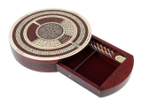 House of Cribbage – 10″ Round Shape 4 Tracks Continuous Cribbage Board Maple / Bloodwood